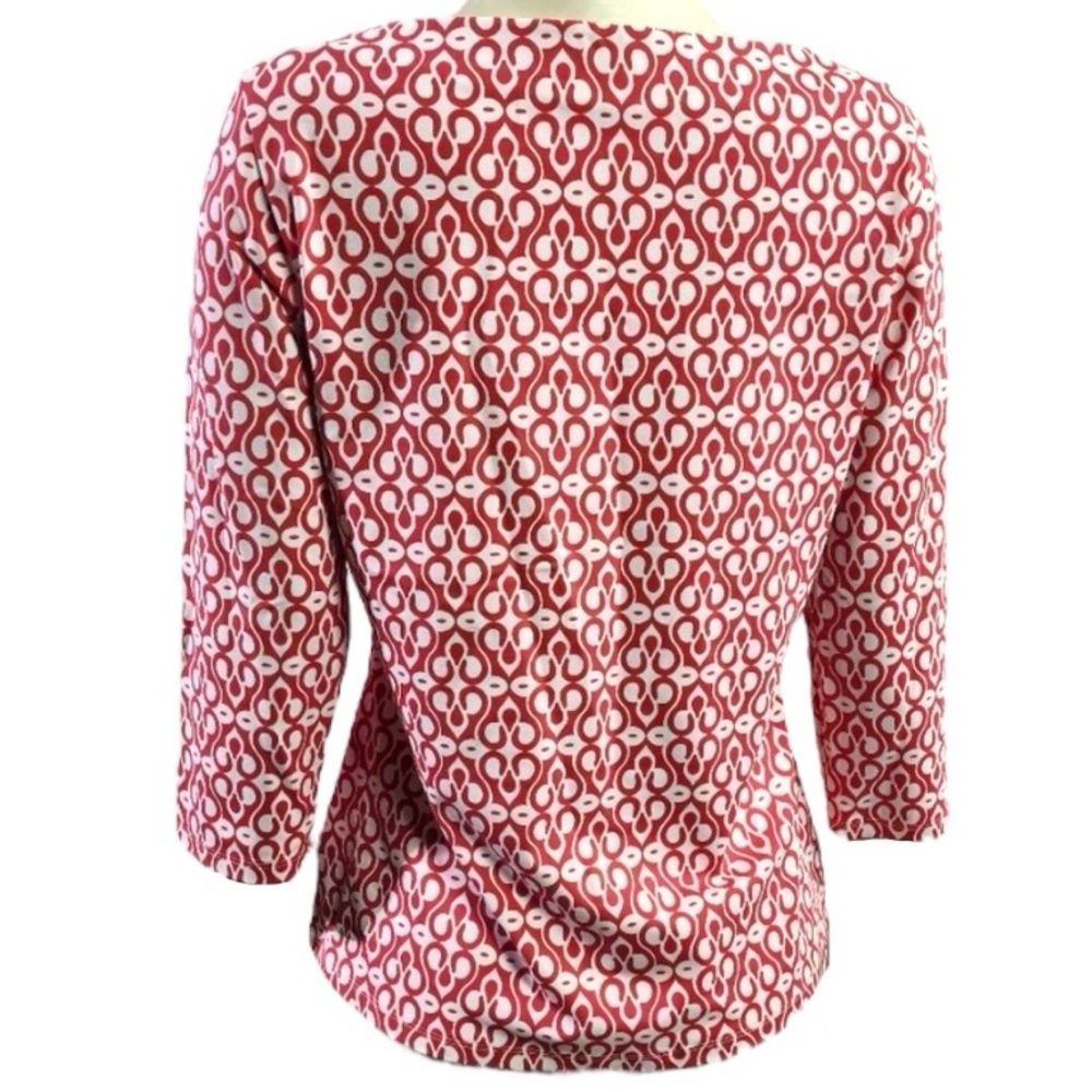 J. McLaughlin Pink & White Patterned Boatneck Top - Picture 5 of 9